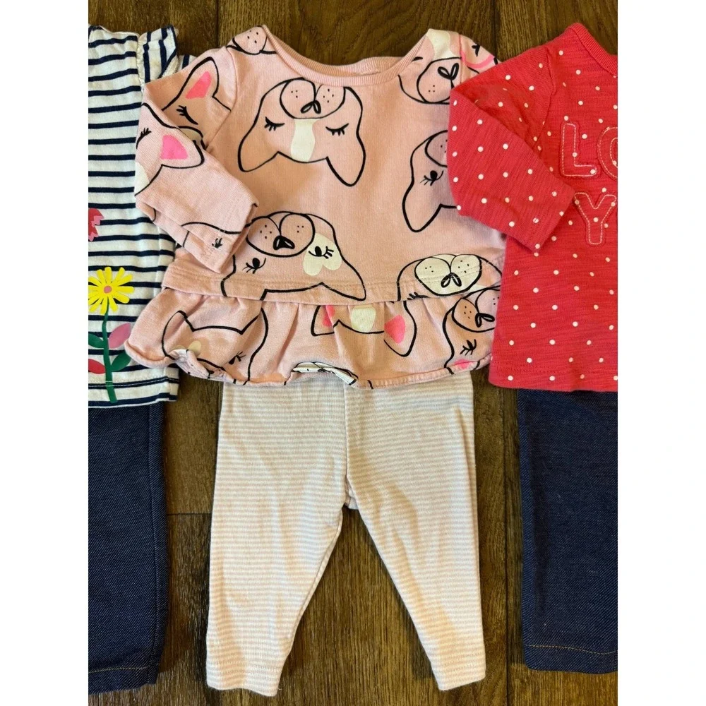 Baby Girl Outfits 3 Months Pants Long Sleeved Shirts Clothes Lot Dog Love You - Picture 4 of 12